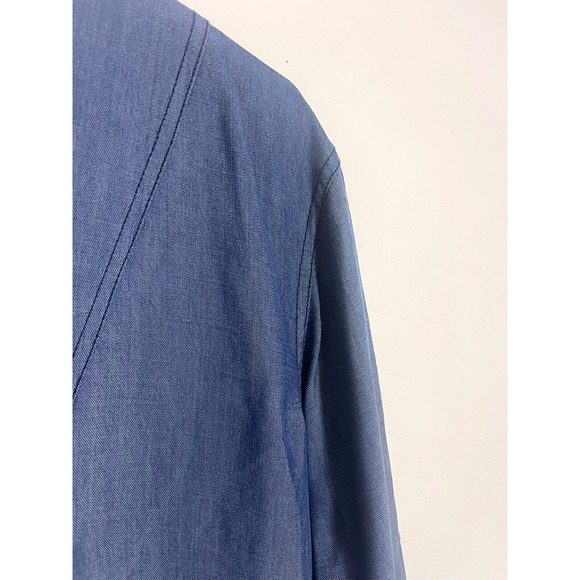 Vince S Chambray Mini Dress Blue V Neck Realxed Fit Tunic Pockets Shift - Picture 6 of 8